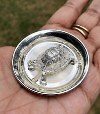999 Silver Hindu Religious Lord Vishnus Turtle Kachua + Silver Plate,  picture