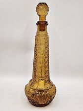 Vintage Amber Rossini Genuine Empoli Glass Decanter Genie Bottle w/Sticker 14