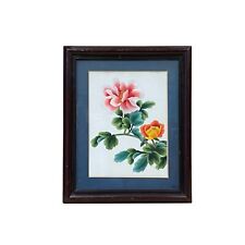 Oriental Chinese Peony Flower Embroidery Framed Wall Decor ws3437 picture