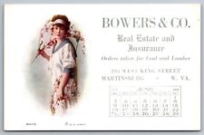 Postcard Martinsburg WV West Virginia Advertising Bowers & Co c1918 Calendar picture