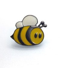 Bumble Bee Enamel Pin Yellow White Wings Gunmetal Chubby Honeybee Garden Insect picture