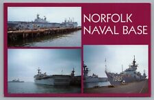Postcard Norfolk Naval Base Ships Norfolk VA picture