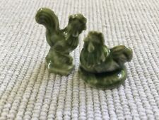 Red Rose Tea Wade Whimsies Green Rooster and Hen Pair from Noah’s Ark Series picture