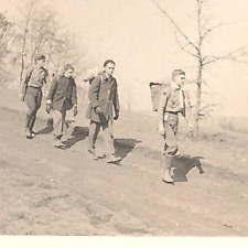 6C Photograph Boy Scouts Walking Dirt Road Hike Hiking 1940's Artistic View picture