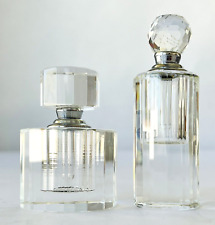 2 Oleg Cassini Crystal Perfume Bottles Screw in Stoppers with Daubers (Empty) picture