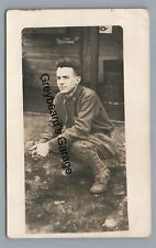 RPPC Military Army Soldier in Uniform at Post Exchange Real Photo Postcard picture