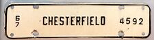 1967 Chesterfield County Virginia License Plate Town Tax Tag City 4592 picture