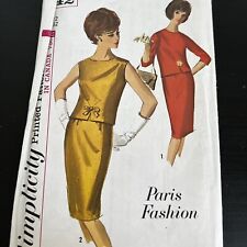 Vintage 1960s Simplicity 5742 Paris Fashion Skirt + Blouse Sewing Pattern 12 CUT picture