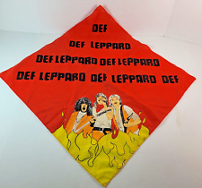 Vintage 80s Def Leppard Flames Spell Out Rock N Roll Bandana Handkerchief 29.5