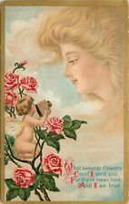 Embossed Postcard C.C. Co. 57. Fairy w/ Camera, Beautiful Woman's Face in Clouds picture