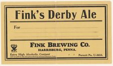 Fink Brewing Co. Harrisburg Pennsylvania; NRA 1933. Derby Ale Extra High Alcohol picture