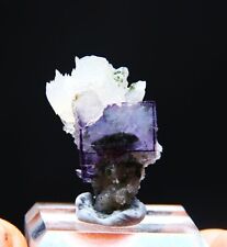 6.5 g Natural cubic blue-purple fluorite symbiosis floral calcite specimen/China picture