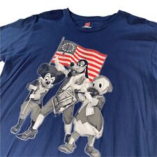 VTG Disney Parks Men's RARE USA America Mickey Goofy Donald T-Shirt Blue • XL picture