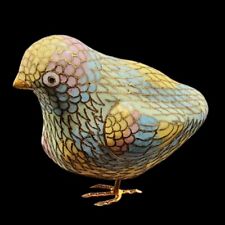 Vintage Chinese Cloisonné Enamel Quail Bird Chick Multicolored Gold Figurine 3