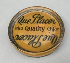 Vintage Antique Advertising Glass Calling Card Change Tray Que Placer Cigar picture
