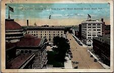 1923 SOUTH BEND INDIANA MAIN STREET FARMERS TRUST HORSES AUTOS POSTCARD 26-152 picture
