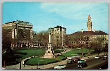 Worcester Massachusetts Common City Hall Commonwealth Birds Eye View Postcard picture
