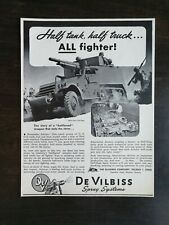 1944 De Vilbiss Spray Systems Half Tank Half Truck Full Page Original Ad 524 picture