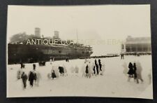 antique TRICK PHOTOGRAPH double exposure PEOPLE GHOSTS walking on beach SMALL picture