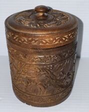 Vintage Carved Sheesham Wood Smoking Pipe Tobacco Humidor Jar Canister - Rare picture