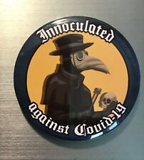 VACCINATED STEAMPUNK PIN BUTTON 2.25 in Vaccine Shot Gamer Plague Doctor Dr Medi picture