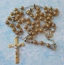 GORGEOUS Bohemian Crystal Rosary Rhinestone ~ 2 tone~Handmade~Italy  picture