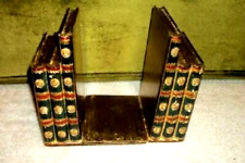 ITALIAN FLORENTINE BOOKENDS STACKED BOOKS GILT WOOD GREEN LIBRARY VINTAGE 1960s picture
