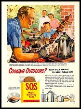 1952 S.O.S Magic Scouring Pads Vintage PRINT AD Outdoors Cooking Art Kabob picture