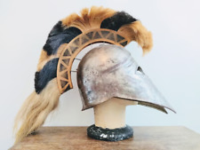 Vintage French Theatre Reproduction Greco-Roman Spartan Helmet Black Brown Crest picture
