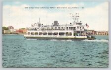 San Diego and Coronado Ferry San Diego California Vintage Linen Postcard picture