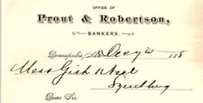 1885 DEMOPOLIS ALABAMA PROUT & ROBERTSON BANKERS RECEIPT R E GISH TOBACCO 43-8 picture