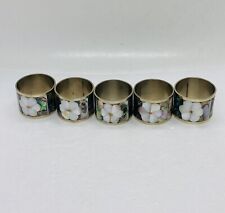 Rare 1970z Mother Of Pearls Napkin Rings Abstract Floral Art 1.5” Decor 5pcs O picture