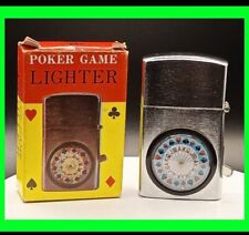 Vintage Unusual Gambling Poker Game Roulette Petrol Lighter w/ Original Box NOS  picture