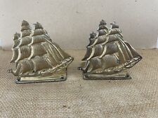 Solid Brass Foldable Sailing Ships Ocean Old Maritime Vintage Bookends picture