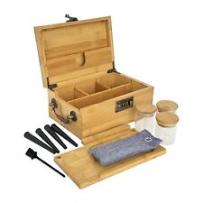 Bamboo Box with Combination Lock Smell Proof Stash Box Organizer Set with Handle picture
