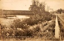 Postcard ME Old Covered Bridge over Piscataquis River Maine Vintage PC picture