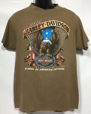 Vintage Harley Davidson 3D T Shirt Tan 🦅 Ft Worth 1991 Laugerman’s HD York PA picture