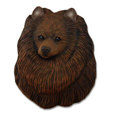 Pomeranian Head Plaque Figurine Brown picture