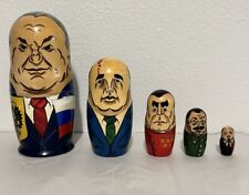 Vintage Russian Nesting Dolls Soviet Political Leaders Wooden Dolls picture