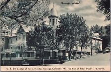 Manitou Springs, Colorado Postcard NAVAJO HOTEL Street View / 1952 CO Cancel picture