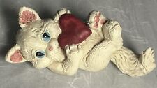 Vintage Enesco White Kitten Cat Figurine Statue Holding A Heart Kathy Wise ￼ picture