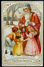 Tuck Santa Claus with Victorian Children~Puppet~Antique~ Christmas Postcard~k341 picture