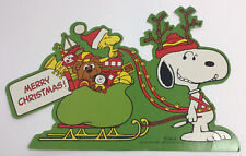 Vintage SMALL 1965 PEANUTS SCHULZ SNOOPY WOODSTOCK MERRY CHRISTMAS SANTAS SLEIGH picture