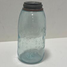 VTG Mason's Patent Nov 30th 1858 Mason Canning Fruit Jar Half Gallon Blue A4 picture