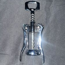 VINTAGE E.B. ITALY SILVERPLATE METAL WINGED CORKSCREW WINE BOTTLE OPENER picture