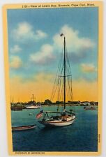 Vintage Cape Cod Massachusetts MA View of Lewis Bay Hyannis Linen Postcard  picture