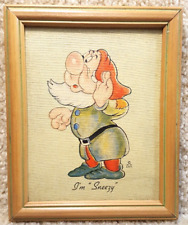 Vintage 1930's 1938 Snow White And The Seven Dwarfs Framed Print I'm Sneezy a picture
