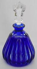 GORGEOUS BOHEMIAN GLASS CZECH CUT-TO-CLEAR COBALT ROYAL BLUE PERFUME BOTTLE #2 picture