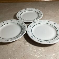 3 Longaberger Pottery Woven Heritage Green Trim 7 1/4” Plates USA picture