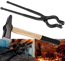 Blacksmith 17” V-Bit Bolt Tongs & 1.5KG (3.3LB) Hammer Kit Knifemaking Tools Set picture